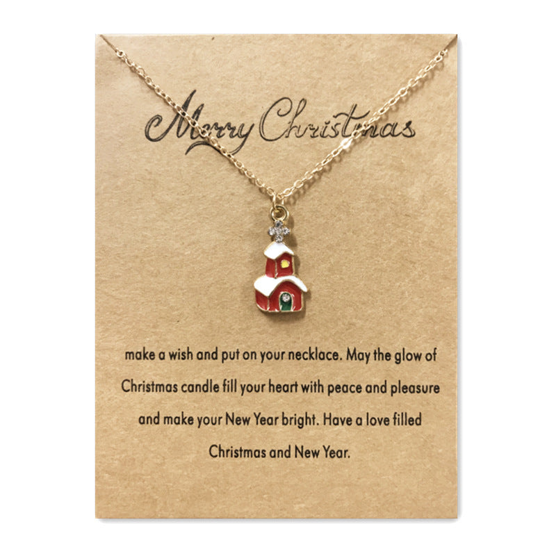 Wholesale Christmas Tree Pendant Card Necklace Clavicle Chain
